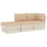vidaXL Fichtenholz Garten Palettensofa 3-TLG. mit Kissen Sitzgruppe Gartensofa Sofa Garnitur Gartenset Lounge Palettenmöbel Gartenmöb