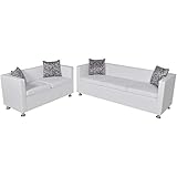 Schlafcouch, Couch, Couchgarnitur, Sofagarnitur, Sofa, Bettsofa, Schlafsofa, Wohnmöbel Büromöbel Garnitur, Polstersofa mit Schlaffunktion, 3-Sitzer + 2-Sitzer Weiß