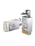 UGREEN RJ45 Stecker 50er Pack geschirmte Crimpstecker Lan Netzwerkstecker RJ45 mit Einfädelhilfe Durchmesser 0.85–1.2 mm für Lan Ethernet Kabel cat7 cat6 cat5e cat5