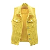 BAIXIAOCHI Damen Jeansweste Kurz FrüHjahr Und Sommer Slim-Fit Ausgefranste äRmellose Jacke Zerrissene Strickjack