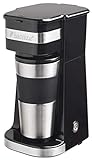 Bestron Kaffeemaschine mit Isolierbecher, Für gemahlenen Filterkaffee, 2 Große Tassen, 750 Watt, Edelstahl, Farbe: Schw