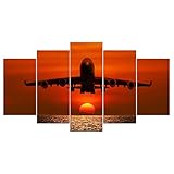 5-teiliger Kunstdruck Wanddekoration leinwandbilder Flugzeug Kunstdrucke Leinwand Bilder Modern Wandbilder Fünf Creative Geschenk Kunstwerk