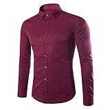 HUIWU Herren Hemd T-Shirt Langarm Button Down Casual Henley Shirts Businesshemden Poloshirts Polohemd Männer Herbst Winter Elegant Basic Baumwolle Einfarbig Regular Fit Freizeithemd Lang