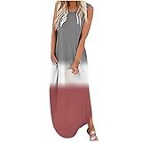 Lässige lange Kleider für Frauen ärmellose Tankröcke lose Sommerkleider O-Ausschnitt Strandkleider Damen Maxikleider Mode Tie Dye Sundresses Plus Size Gr. L,