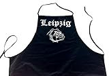 ShirtShop-Saar Leipzig (Bulldogge/Hund); Städte Schürze (Latzschürze - Grillen, Kochen, Berufsbekleidung, Kochschürze), schw