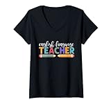 Damen Englischer Lehrer Back To School T-Shirt mit V