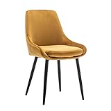 Oscar | Designer Esszimmerstuhl Küchenstuhl mit bequemer Sitzfläche, Schwarze Stuhlbeine | Gelb | 1 ST