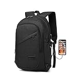 Kono Schulrucksack Laptop Rucksäcke15,6 Zoll Rucksack Reise Daypacks Wasserabweisende Laptoptasche mit USB-Ladeanschluss für Jungen Teenager (Schwarz)