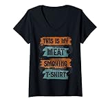 Damen DAS IST MEIN FLEISCH RAUCHEN BBQ Vintage Retro Distressed T-Shirt mit V