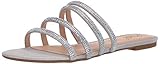 Jewel Badgley Mischka Damen Nigella Schiebe-Sandalen, Silberfarbenes Mikroveloursleder, 36 EU