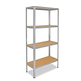 shelfplaza® HOME Schwerlastregal 155x50x40cm verzinkt/Metallregal mit 4 Böden/als Kellerregal, Garagenregal, Werkstattregal oder Lagerregal/Steckregal Metall mit 175kg Tragk