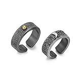 ERUYN passendes Paar Ring Sonne Mond Element symbolisiert Reine ausdauernde Liebe Offene verstellbare Ringe Set Geburtstagsgeschenk Wohlfü