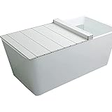 LIYANLCX Badewannenabdeckung Badewannenabdeckplatte Badewannendeckel Bad Wärmedämmung Abdeckung Anti-Staub Klappbrett Badewannenständer PVC (Weiß)