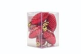 Rubix Tannenzapfen Christbaumkugel Deko 6er Pack 3 glänzend / 3 matt -90mm Tannenzapfen Kugeln - glänzend verziert - Luxus Weihnachtsschmuck (Rot)