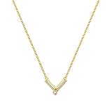 AMIKATO Anhänger Halsketten Geburtstag Diamant V-förmig 925 Silber Clawicle Kette Kreuzkette for Freunde Party Jubiläum (Color : Gold Color)