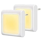 2 Stück LED Nachtlicht Steckdose mit Dämmerungssensor, Helligkeit Stufenlos Einstellbar Energiesparend Baby Licht Automatisch Orientierungslicht Warmweiß 2700