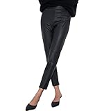 A1-Brave kunstlederhose damen, Frauen Herbst Winter Schwarz Elastische Hohe Taille Jegging Bleistift Hosen Damen Skinny Fake Pu. Hosen Reißverschlüsse (Color : 57-6 Black, Size : L)