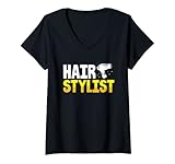 Damen Friseurin n Friseur-Profi T-Shirt mit V
