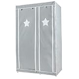 roba Textil-Kleiderschrank für Kinder-, Baby- oder Wohnzimmer, Canvas-Stoffschrank mit Kleiderstangen, Ablagefächern und Reißverschluss; Aufbewahrungsschrank, Steckschrank