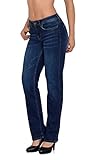 ESRA Damen Jeans Hose Damen Jeanshose gerader Schnitt Straight Fit bis Übergröße G100