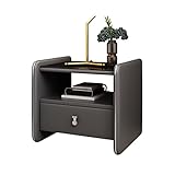zlw-shop nachtschrank Massivholz Nachttisch Aufbewahrungsschrank Wohnzimmer Schlafzimmer Nachttischregal Kleines Kabinett Nachttisch 1 Schublade (grau) nachttische (Size : S-19.88in)