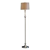 LHFHA Stehlampe Upright Lights Tischlampe, Polierte Chromspindel Mit Grauem Zylinderlichtschirm - Wohnzimmer-Vertikalleuchte Mit Sliver Heavy Metal B