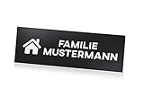 Schulz & Söhnlein Türschild mit Gravur - 9 x 3 cm schwarz selbstklebend / Familie personalisiert - Klingelschild mit Gravur / Türschild Familie - Türschild personalisiert Namensschild Briefk