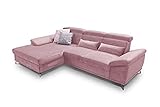 CAVADORE Ecksofa Capri / Sofaecke mit XL-Longchair links, Bettfunktion & Bettkasten / Inkl. Sitztiefenverstellung & verstellbaren Kopfteilen / 295 x 87-104 x 183 / Mikrofaser: R