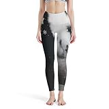 kikomia Yoga Hose Fantasy Panda Bär Schneeflocken Yoga Leggings für Frauen Spaß Laufleggings White XL