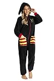 Harry Potter Jumpsuit, Overall Onesie Damen und Herren, Fleece Schlafoverall Einteiler, One Piece Hausanzug Kuschelig, Unisex Schwarz Overall für Winter (Schwarz, XL)