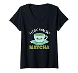 Damen Lustiger Text - Tee - Matcha - Wortspiel - lustig - niedlich - witzig - witzig T-Shirt mit V