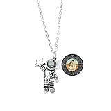 Benutzerdefinierte Fotoprojektion Halskette Anhänger Personalisierte Ich Liebe Dich Halskette Geschenk Für Sie Am Valentinstag Weihnachten( weiblich, 18'(45cm)-Adult )