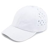 Funky Junque Criss Cross Hat Damen Baseball Cap Distressed Pferdeschwanz Unordentlicher Dutt Trucker Ponycap, Weißes Korbgeflecht, Einheitsgröß