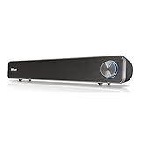 Trust Arys Soundbar, PC Lautsprecher, USB Betrieb, 12 W Spitzenleistung, 3,5 mm AUX Anschluss, Computer Boxen für PC, Laptop, TV, Fernseher, Musik - Schw