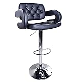 huasa 2er Set Barhocker Holz Barstuhl 60-80cm,Stühle mit Kunstlederbezug,Fußstütze,Sitzhöhe verstellbar,einfache Montage,Vintage,Drehstuhl 360 Grad Bezug