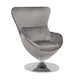 Mingone Drehstuhl Drehei Stuhl Liegestuhl Einzelsofa Samt Club Sofa Cocktail Stuhl Retro-Design mit Rückenlehnenkissen(Dunkelgrau)