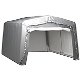 vidaXL Lagerzelt UV-beständig Industriezelt Zelthalle Weidezelt Zelt Zeltgarage Foliengarage Unterstand Lagerhalle 370x370cm Stahl G