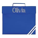 Personalisierbare Kinder-Büchertasche, Mädchen Jungen, Schultasche, Organizer hinten, perfekt für Schulanfang oder Sportveranstaltungen, Geschenke und Reisen von Varsany Gr. One size, Blau / S