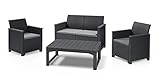 Koll Living Garden Lounge-Set Emma mit Lyon Tisch, 4-TLG. Graphit, 2-Sitzer Sofa, 2 Sessel & höhenverstellbarer Tisch - ansprechende Sitzgruppe in naturgetreuer Rattanoptik