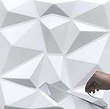 3qm / 3D Wandpaneele !!!Selbstklebend!!! Gaming Wand Verkleidung Platten Paneele Wandtattoo Wanddeko POLYSTYROL MATERIAL (3qm = 12 Stück) (Diamant Weiß 3qm)