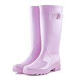 ZZCC Damenmode Große Röhre Regen Stiefel rutschfeste wasserdichte Stiefel Garten Schuhe Stiefel Für Mädchen Dame (Farbe: A, Größe: 45)