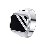 Lucardi - Siegelring für Herren, 925 Silber, Onyx - für Herren - Silber/Schw