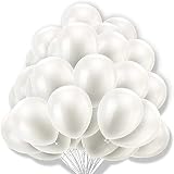 GRESAHOM Weiß Luftballons Set, 70 Stück 12 Zoll Weiß Latex Ballons, Weiß Helium Luftballon mit Bändern für Geburtstag Hochzeit Valentinstag Babyparty Graduierung Party Dek