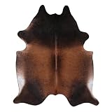 Livorio Premium Kuhfell Teppich - L227 x B189 cm - dunkel braun schwarz grau - einmaliges Naturprodukt aus Südamerik
