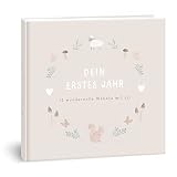mintkind® Babyalbum 'Mein erstes Lebensjahr' | Baby Fotoalbum zum Selbstgestalten | Baby Geschenk für Mädchen und Junge | Babybuch zum Eintragen | Babytageb