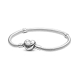 Pandora Moments Schlangen-Gliederarmband mit Herz-Verschluss Sterling Silber 590719-20