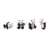 ZQO 4 Stück Niedliche Panda Figuren Set, Mikro Landschaft Ornamente für DIY Bonsai Dekor Handwerk Kuchen Zubehör Creative Home Chinesische Pupp