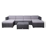 SVITA Lugano Poly Rattan Lounge Garten-Set XXL Sofa-Set Garnitur Gartenmöbel Couch-Set (XXL, Grau)