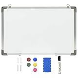 Magnetisches Whiteboard Magnetwand magnettafel beschreibbar mit Stiftablage und Aluminiumleisten, zur Wandmontage Geeignet, für Kühlschrank, Office 60 x 40 cm S