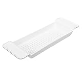 KJGHJ Bath Caddy Badezimmer Bamboo Bad Badewanne Regal Brücke Tub Caddy Tray Rack-Retractable Weinglas Buchhalter Badewanne Rackträger Badewanne Caddy Tray (Color : White)